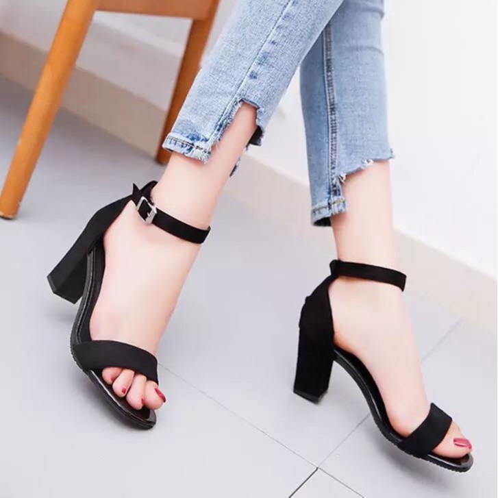 Giày sandal gót vuông cao 7 phân big size 40 41 42 43 44