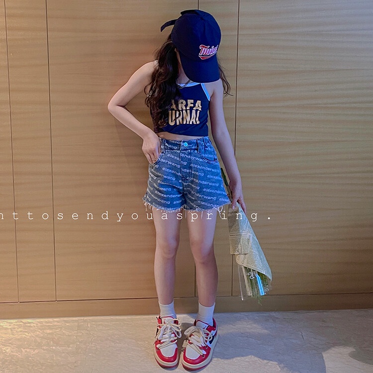 Set Áo Thun + Quần Short Jeans Cho Bé Gái