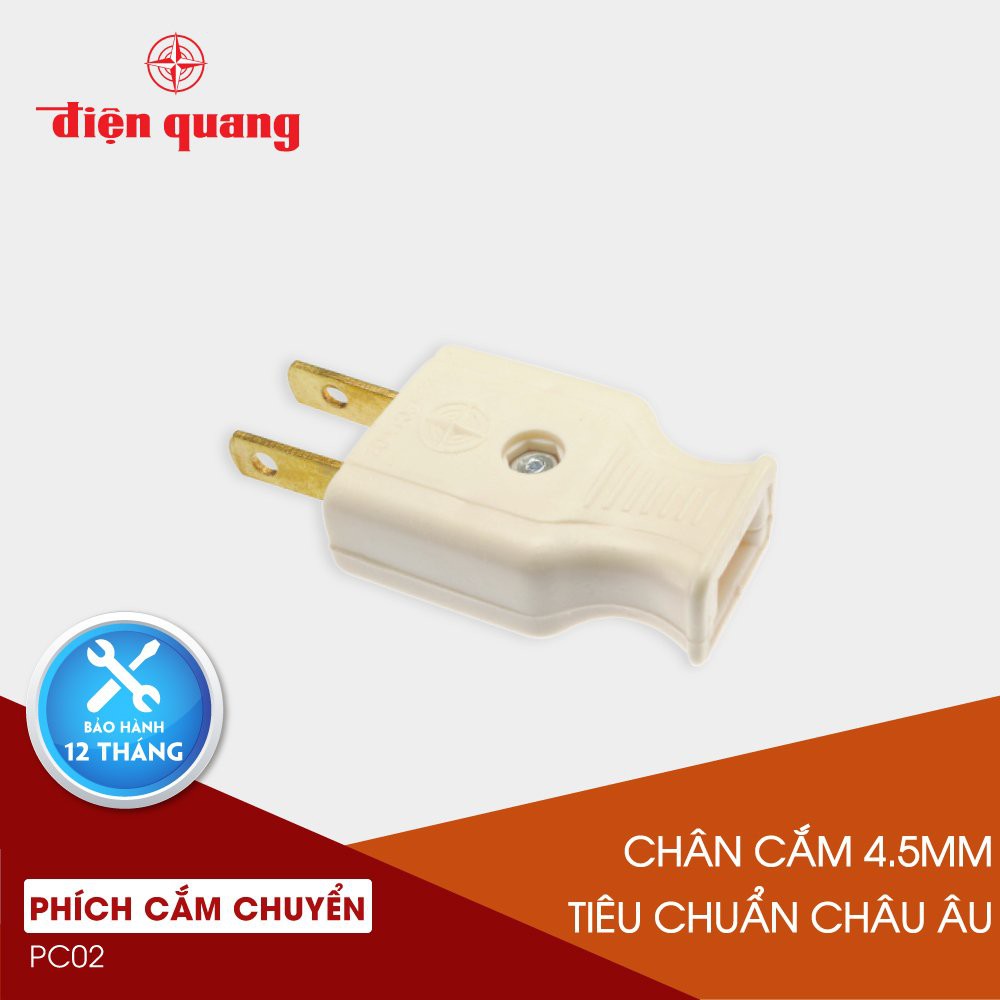 Phích cắm chân tròn/ dẹt Điện Quang ĐQ PC 2A - 02/ 2 round pin plug