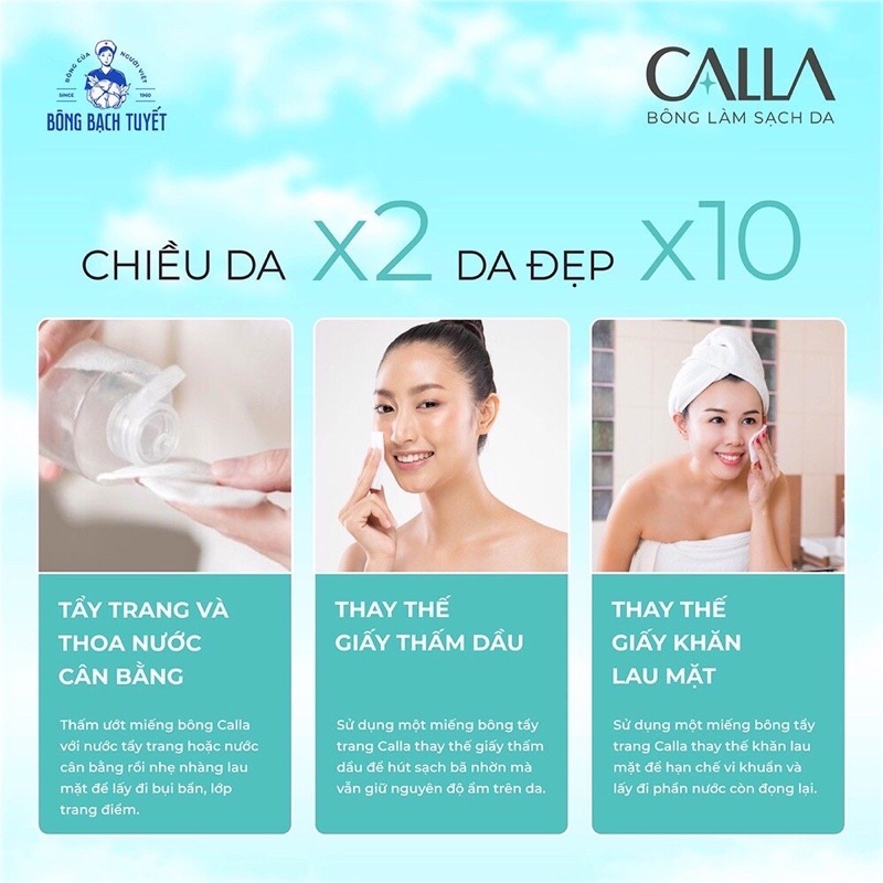 Bông tẩy trang làm sạch da Bông Bạch Tuyết - Calla (Mẫu mới)