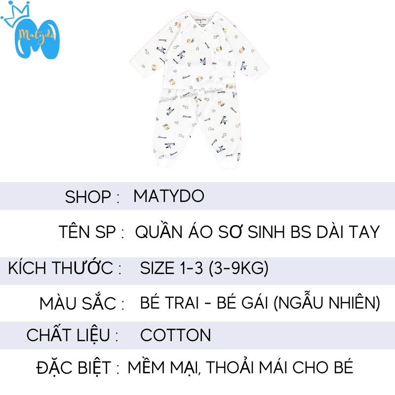 Quần áo sơ sinh MATYDO bé trai bé gái mùa hè thu đông giá rẻ đồ mới sinh cho bé BS dài tay