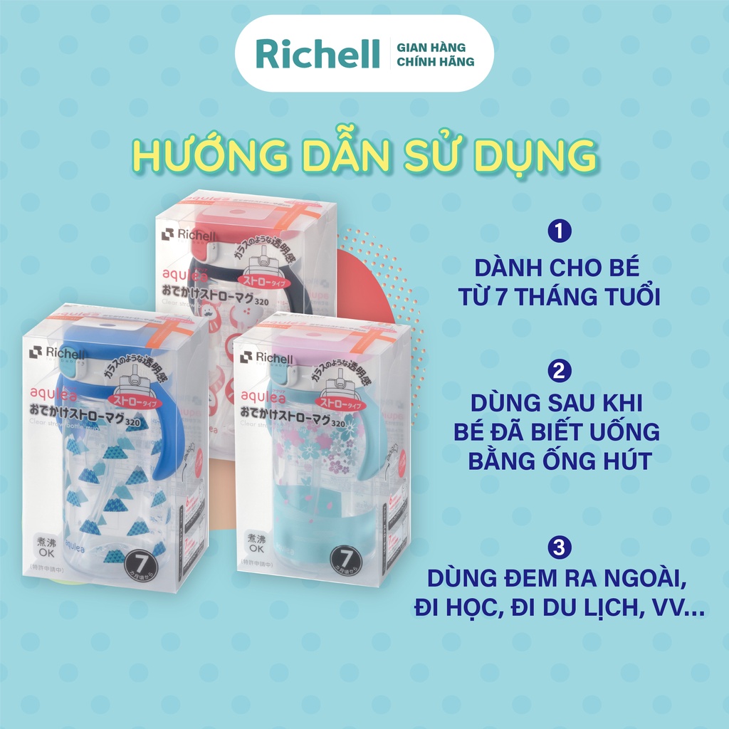 Bình ống hút RICHELL AQ phiên bản giới hạn 320ml chống sặc | Baby