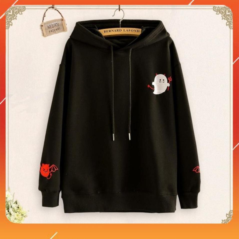Áo khoác nỉ hoodie trơn unisex in hình quỷ dơi cute, form unisex cho nam và nữ KN19