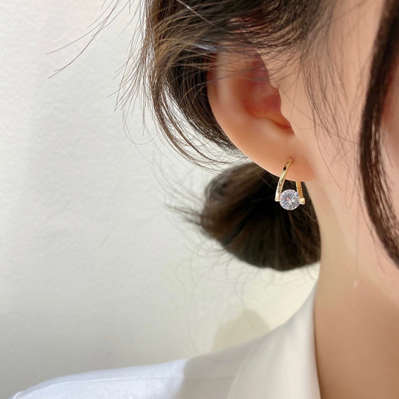 Bông Tai Tam Giác Đính Đá zircon Lấp Lánh Phong Cách Hàn Quốc Cho Nữ