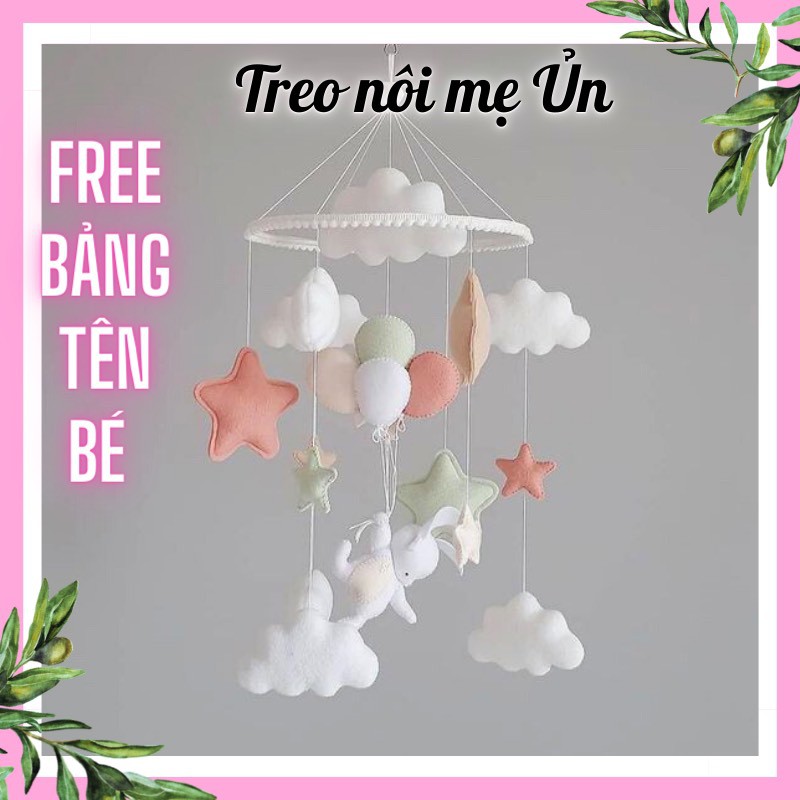 Đồ chơi treo nôi cũi handmade cho bé ảnh thật 100%, tự xoay phát nhạc THỎ TRẮNG