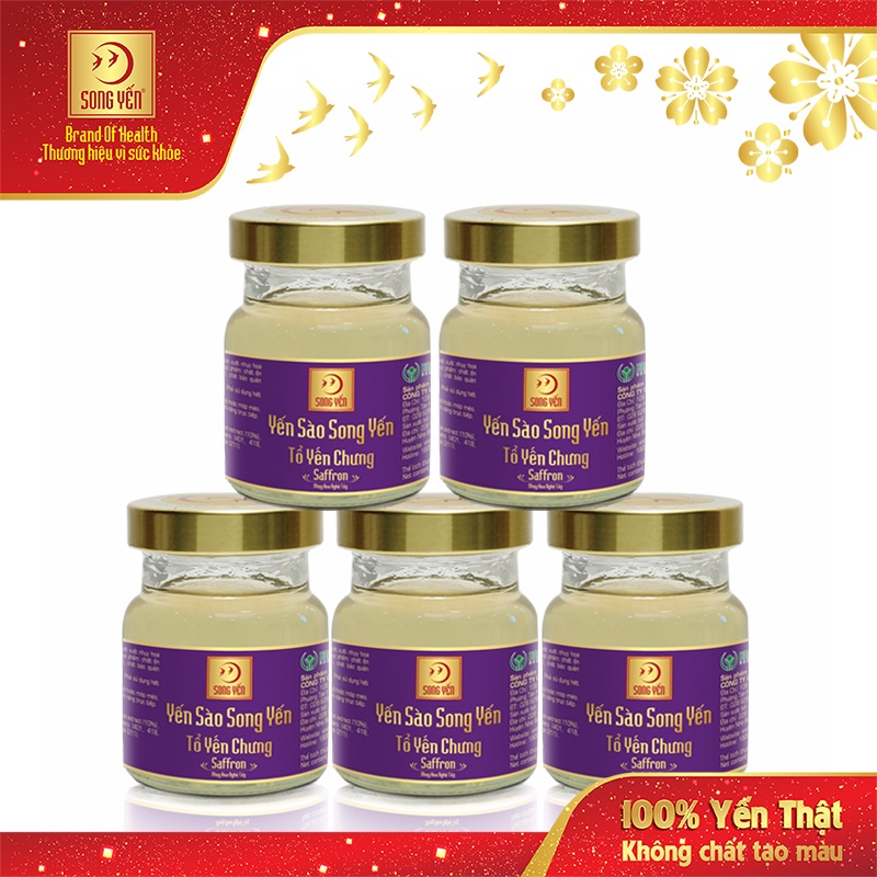 Tổ Yến Chưng Saffron Nhụy Hoa Nghệ Tây 15% Song Yến (Lốc 5 x70 ml)