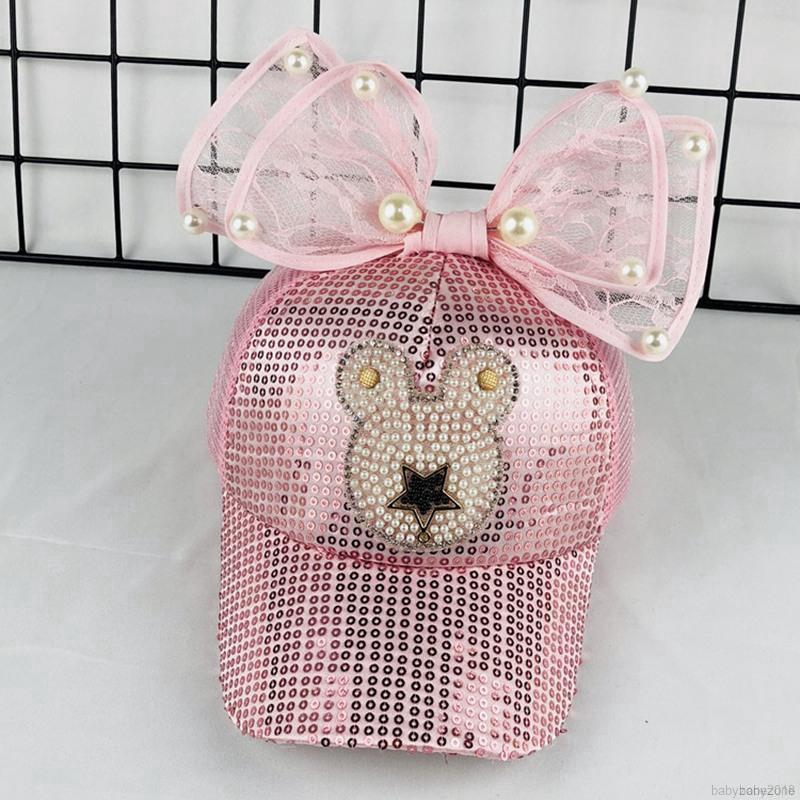 Mũ lưỡi trai đính nơ cho bé gái