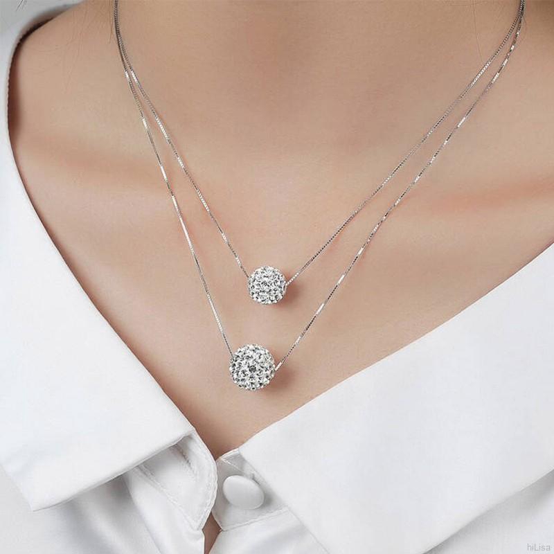 Dây Chuyền Mặt Tròn Đính Đá Thời Trang Cho Nữ
