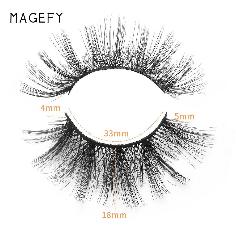 Magefy Set 8 Cặp Lông Mi Giả 3D Từ Lông Chồn Giả Tự Nhiên Có Hộp Đựng Màu gradient