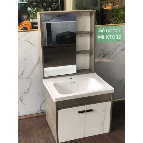 Tủ lavabo gỗ ép nhựa PVC chống ẩm cao cấp vân đá KT 60x45