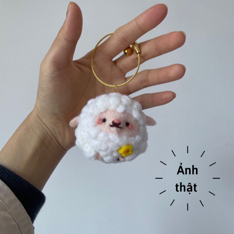 Len Chọc Handmade, Bộ Kit Len Chọc Cặp Đôi Nhí Nhố Gấu Nâu Và Cừu Trắng
