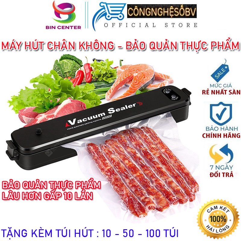 [Loại Tốt - Giảm Thêm 12%] Máy Hút Chân Không Thực Phẩm Kèm Hàn Miệng Túi Vacuum Sealer - Tặng Kèm Túi Hút Chân Không