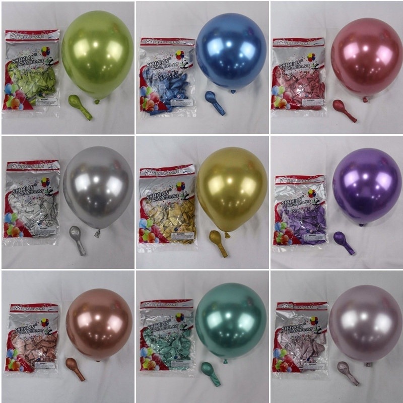 Set 10 Bong Bóng 5 inch Mạ Crom Dùng Trang Trí Tiệc