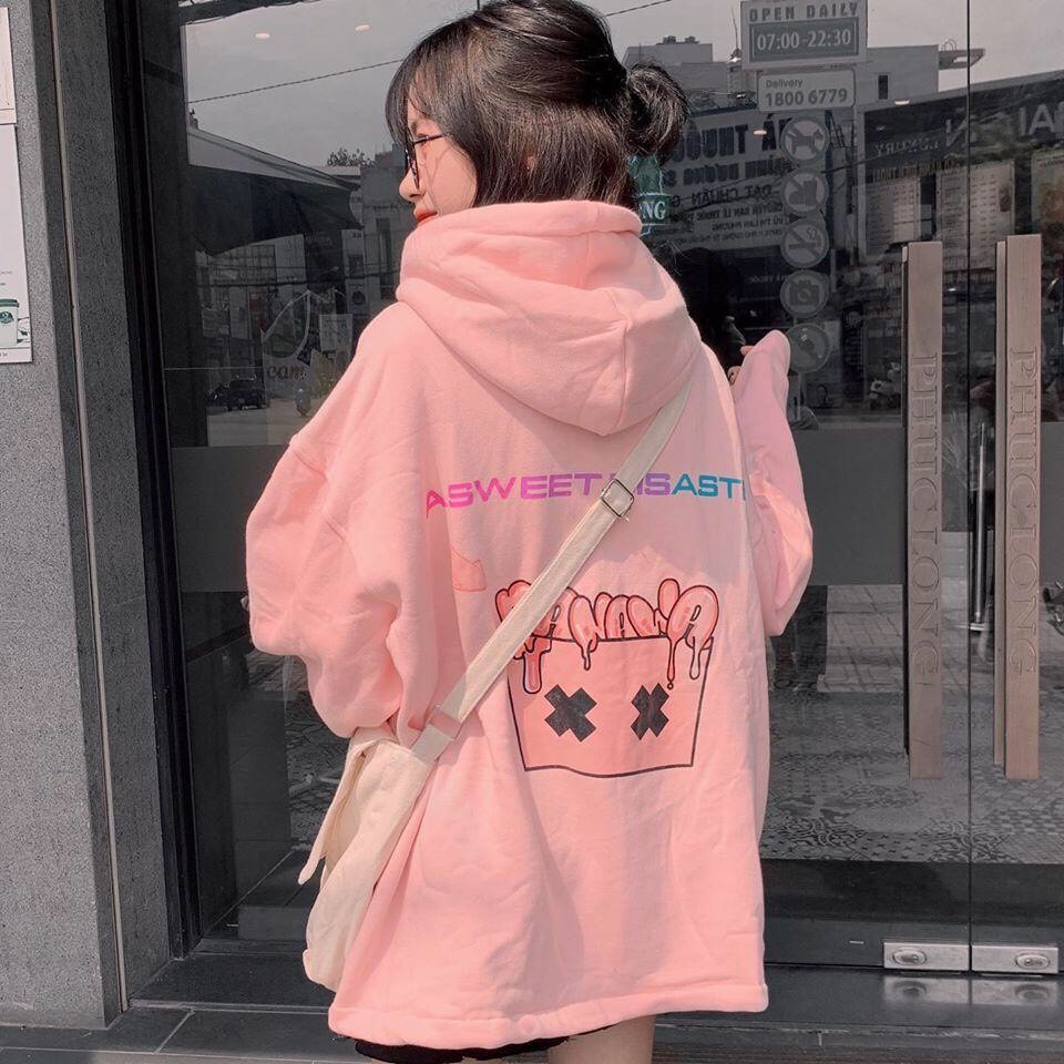 Áo khoác Hoodie nỉ nam nữ form rộng Sweet Banawa Freesize mặc vừa từ 40-65kg Molly Fashion | BigBuy360 - bigbuy360.vn