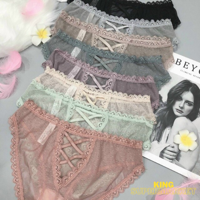 Quần Lót Ren Viền Kết Hợp Dây Chéo Mã QL006