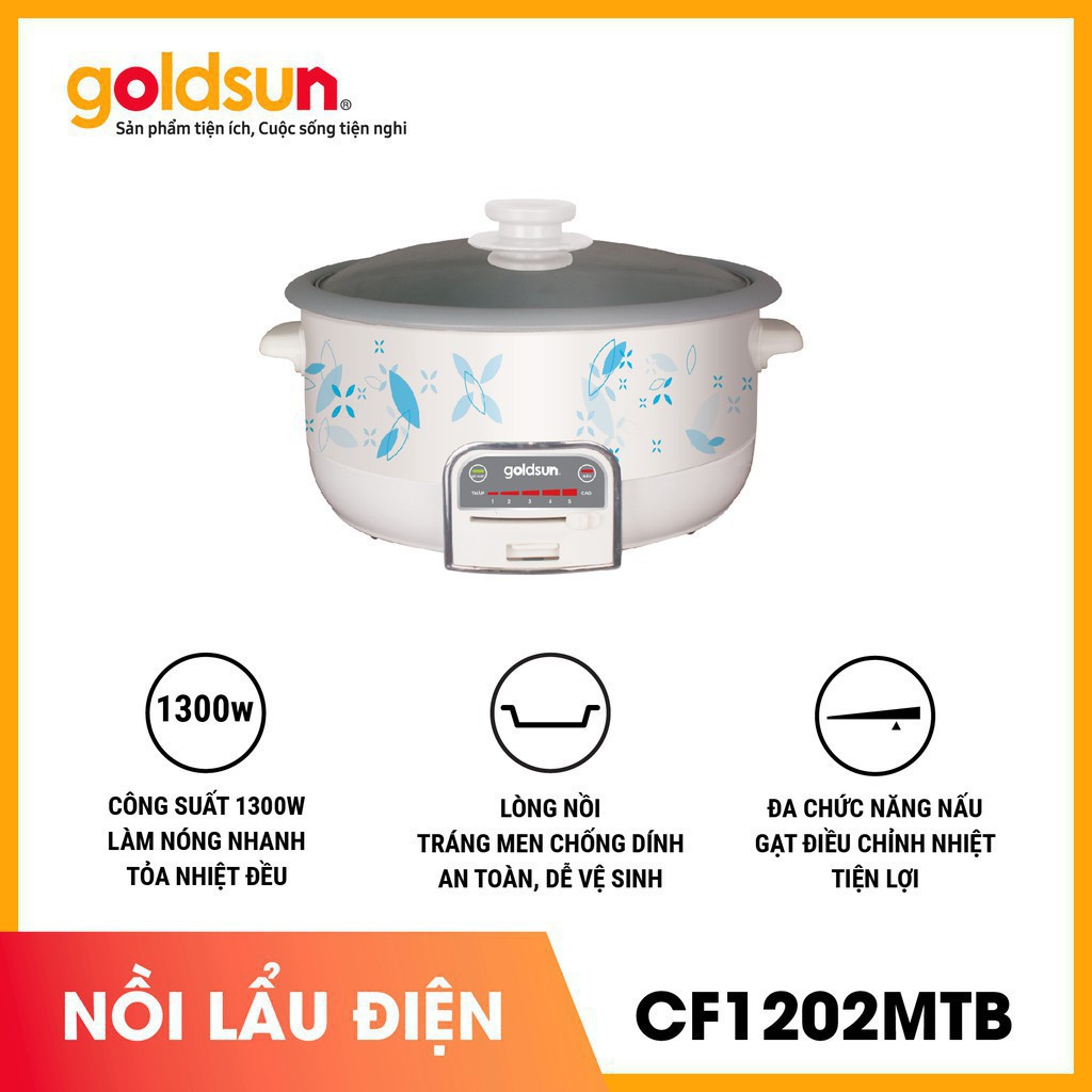 [Mã ELHADEV giảm 4% đơn 300K] Nồi lẩu điện đa năng GOLDSUN CF1202MTB