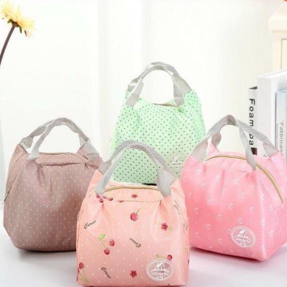 Túi giữ nhiệt - Túi đựng cơm văn phòng cao cấp mẫu hoa văn kiểu Hàn No.101220