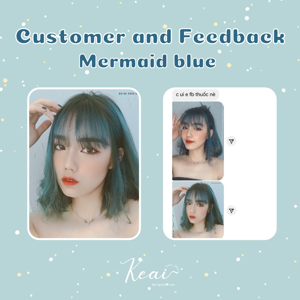 Thuốc nhuộm tóc tại nhà Mermaid Blue - Xanh Tiên Cá - kèm oxi - cần sử dụng tẩy - Keaihairdye