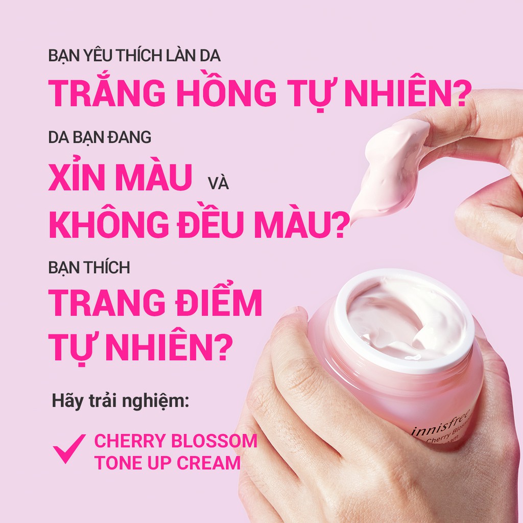 [Mã COSIF03 giảm 10% đơn 400K] Kem dưỡng ẩm sáng da hoa anh đào đảo Jeju innisfree Cherry Blossom Tone Up Cream 50ml