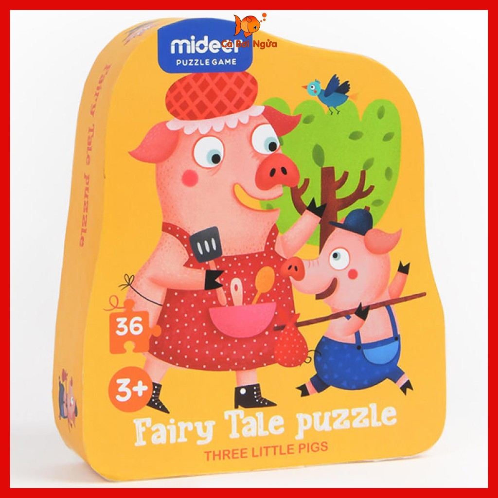 Đồ chơi xếp hình, Bộ xếp hình chính hãng Mideer Fairy Tale Puzzle Ba chú heo con 36 miếng ghép - Three Little Pigs