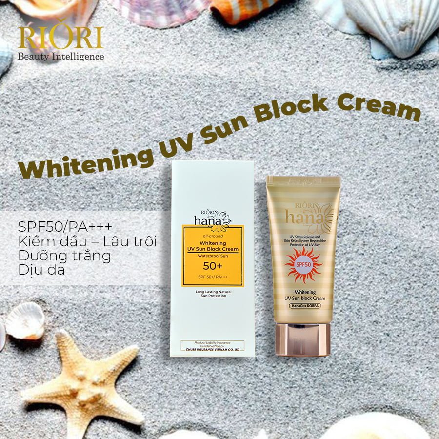 Kem chống nắng Whitening UV Sun Block Cream RIORI HANA Nhập Khẩu Hàn Quốc