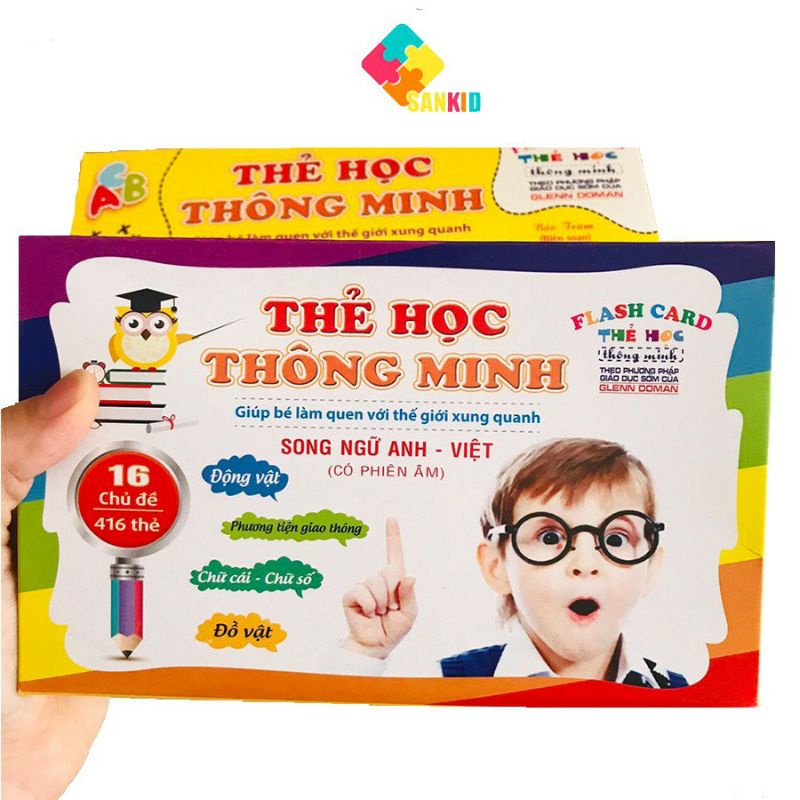 bộ thẻ học cho bé 16 chủ đề song ngữ 416 hình