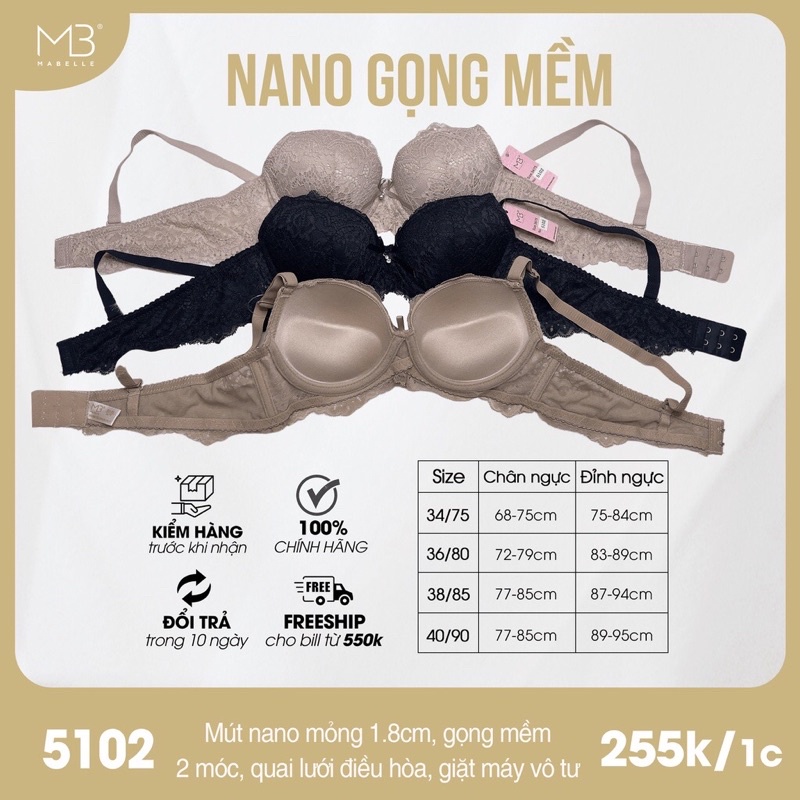 Áo ngực có gọng mềm mút dày 2cm 5102 MB Mabelle 4 màu đủ size