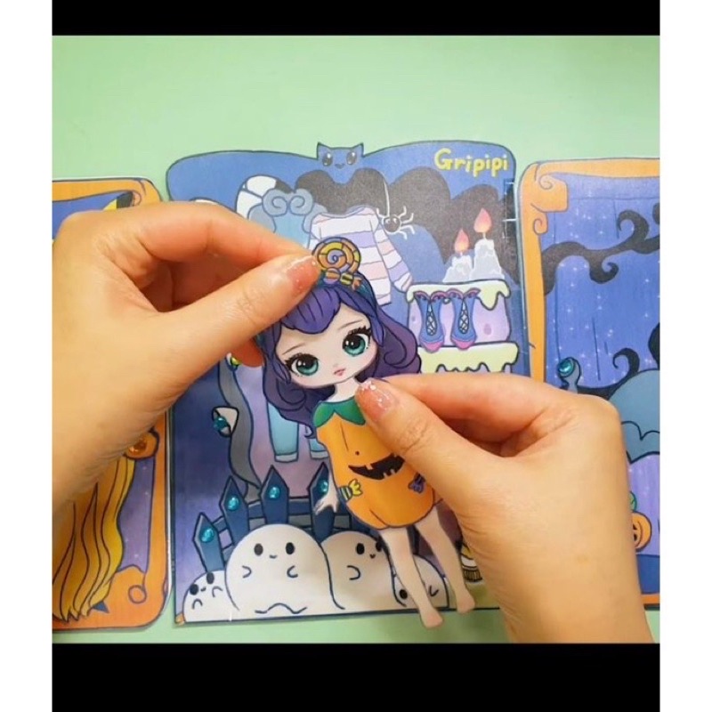 Ngôi nhà búp bê giấy gripipi halloween thời trang dành cho bé