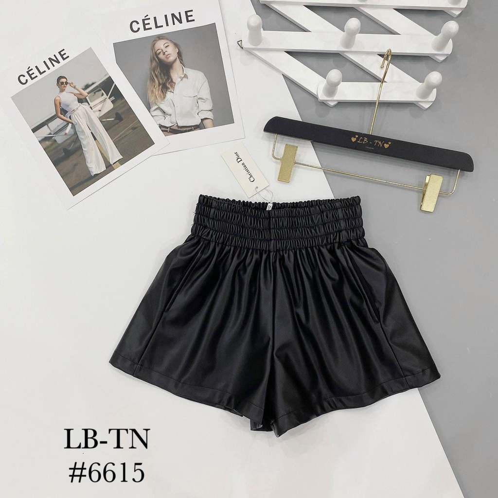 Quần short thời trang nữ cạp chun dáng xòe chất liệu da cao cấp hàng Quảng Châu - Mã Q504-PANOSI
