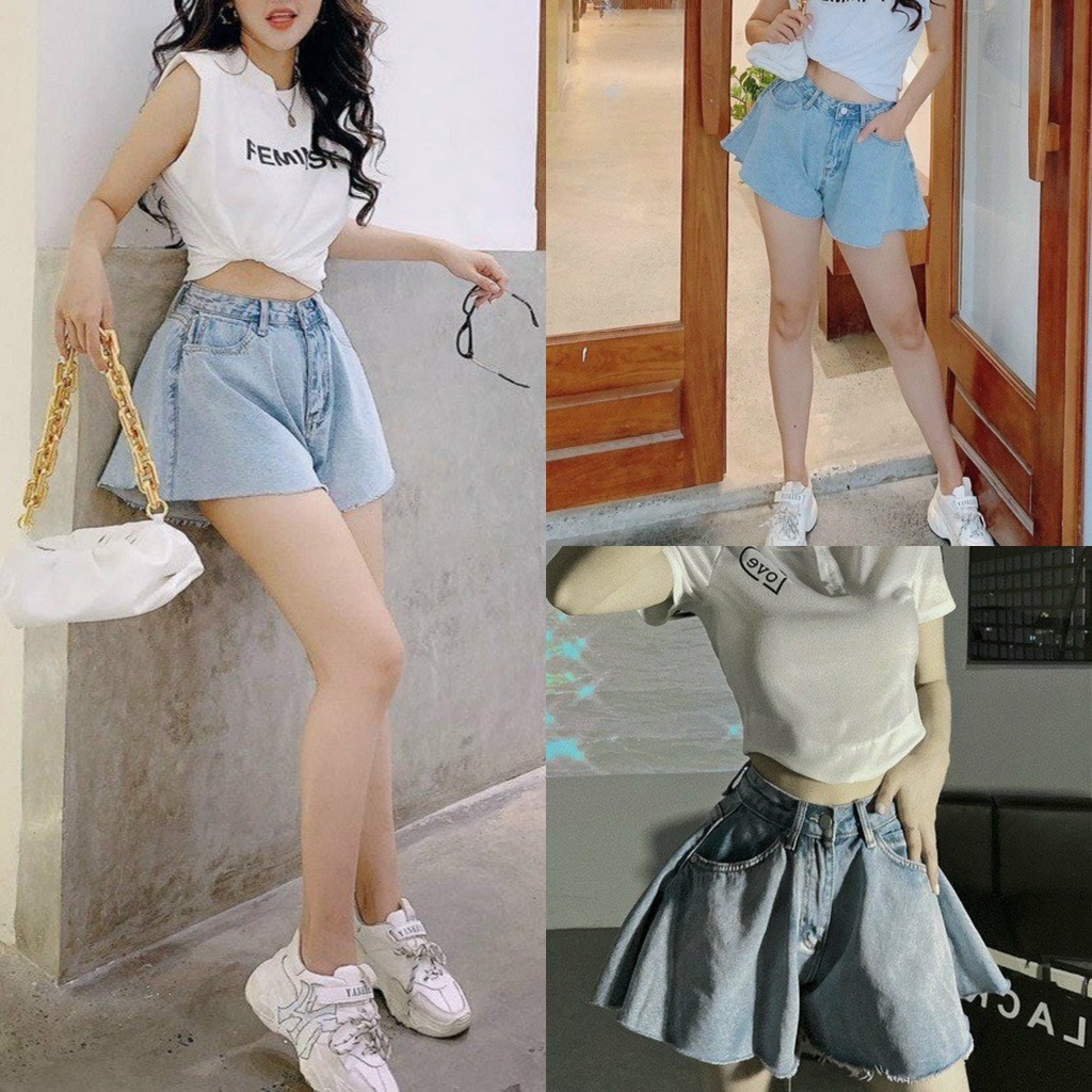 Quần Short Jeans Nữ Xòe Giả Chân Váy Phong Cách Mới Đẹp