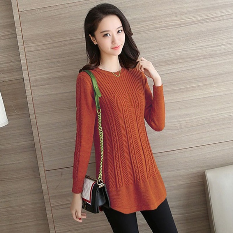 Đầm Dệt Kim Dáng Rộng Màu Sắc Đơn Giản Phong Cách Hàn Quốc Thời Trang Thu Đông Cho Nữ