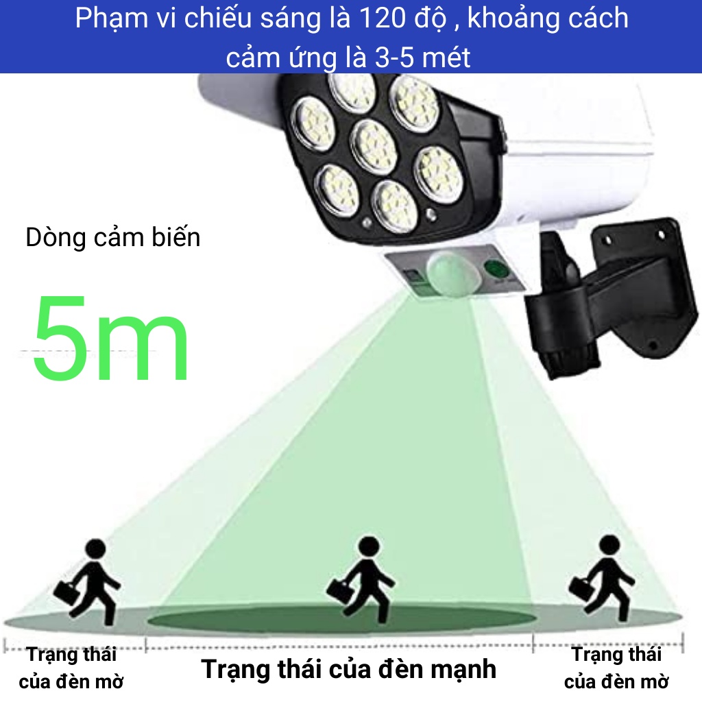 Đèn năng lượng mặt trời giả camera ngoài trời tự động BẬT TẮT chống trộm, chống nước IP67. Có điều khiển shopnhatphong