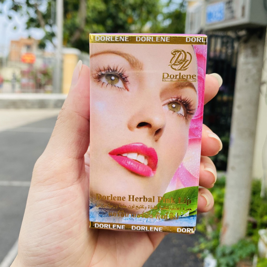 Bộ 2 Son sâm DORLENE HERBAL PINK LIP Thái Lan lên màu đẹp tự nhiên giúp ngăn ngừa thâm môi hiệu quả, giúp môi hồng hào