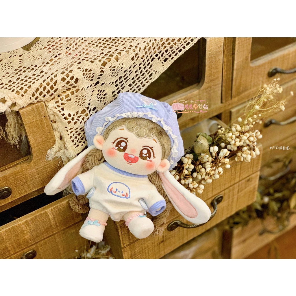 Bộ đồ Kẹo thỏ đào bông cho bé doll 15cm 20cm