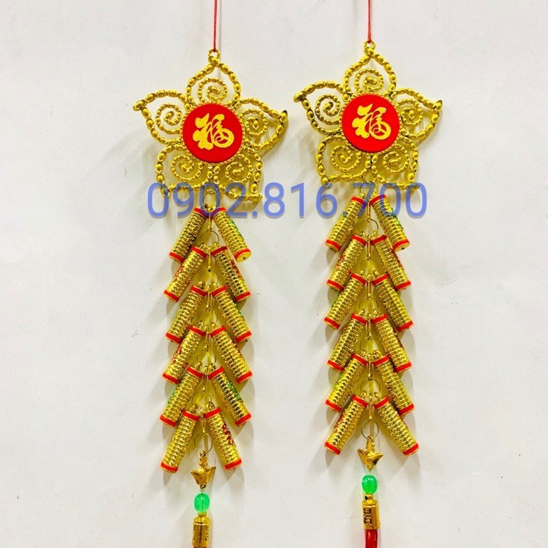 1 cặp Dây treo hình phao cá chép-bông mai-thỏi vàng 30-50cm treo cây mai - cây tắc - cây quất phụ kiện trang trí tết