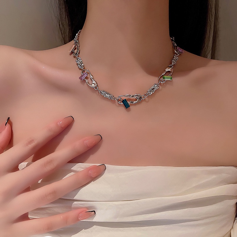 Dây Chuyền Đính Đá Nhiều Màu Sắc Xinh Xắn Thời Trang