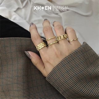 Set nhẫn thời trang Xích  Hợp Kim