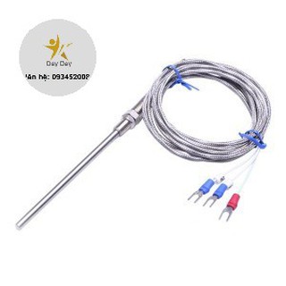 [SALE SIÊU HOT] Can nhiệt Pt100 phi 5 dài 10cm dây dài 2m, dải nhiệt đo -20~400 oC