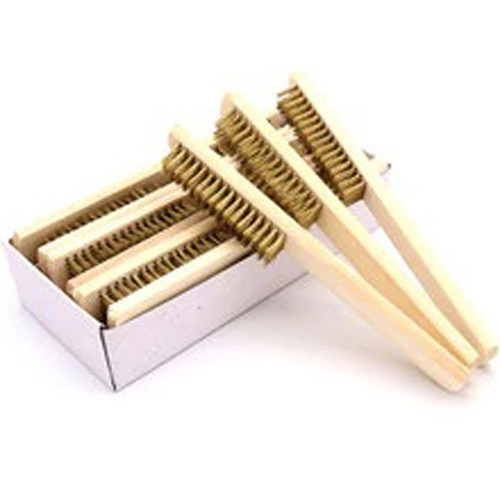 Bàn Chải Đánh Rỉ Sợi Đồng Cán Gỗ 7 Hàng