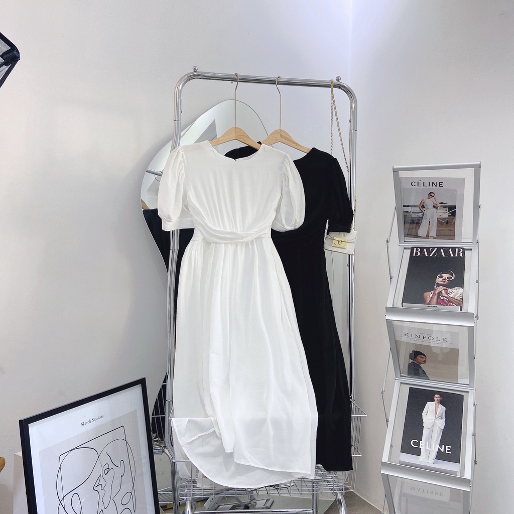 ĐẦM MIDI CHÉO NGỰC TRƠN 3 MÀU