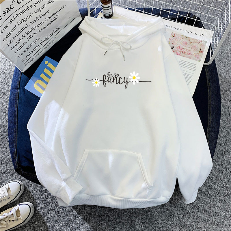 Hot Sale Long Sleeve Hooded K Fashion Elegant Letter Print Woman's Sweatshirts Pockets Breathable Hoody