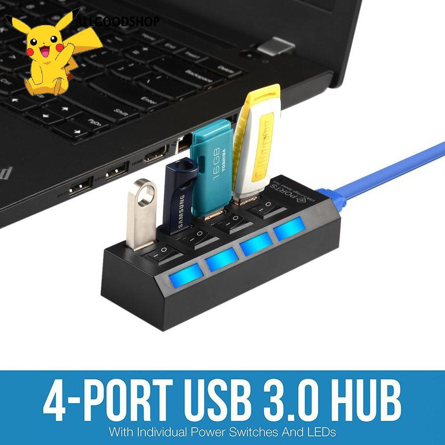 HUB Ổ ĐIỆN 4 PORT CÓ CÔNG TẮC USB 3.0 Hub 5Gbps High Speed  with on/off switch