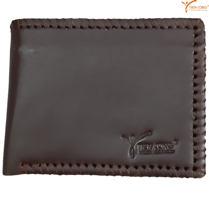 Ví Nam Ngang Da Bò May Viền Chữ U Tien Cong Màu Nâu - TCN1020