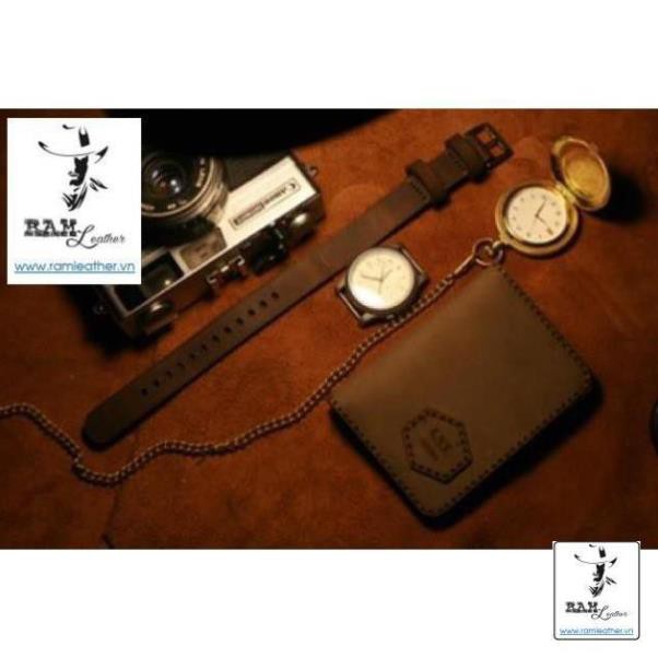 (DA BÒ CAO CẤP) Dây nato da bò sáp ngựa điên cực chất cho Seiko 5 quân đội ,