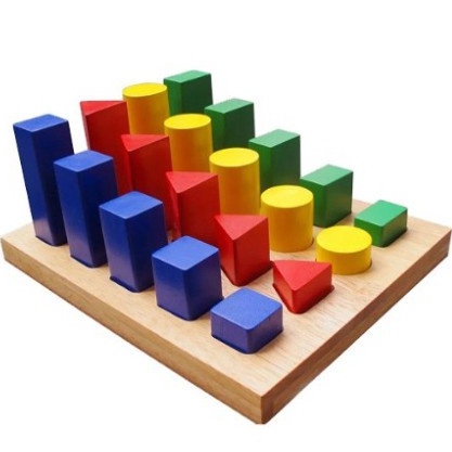 Đồ Chơi Gỗ  Bảng Khối Trụ So Sánh Giáo Cụ Montessori Giúp Bé Nhận Biết Màu Sắc Hình Khối Và Kích Thước