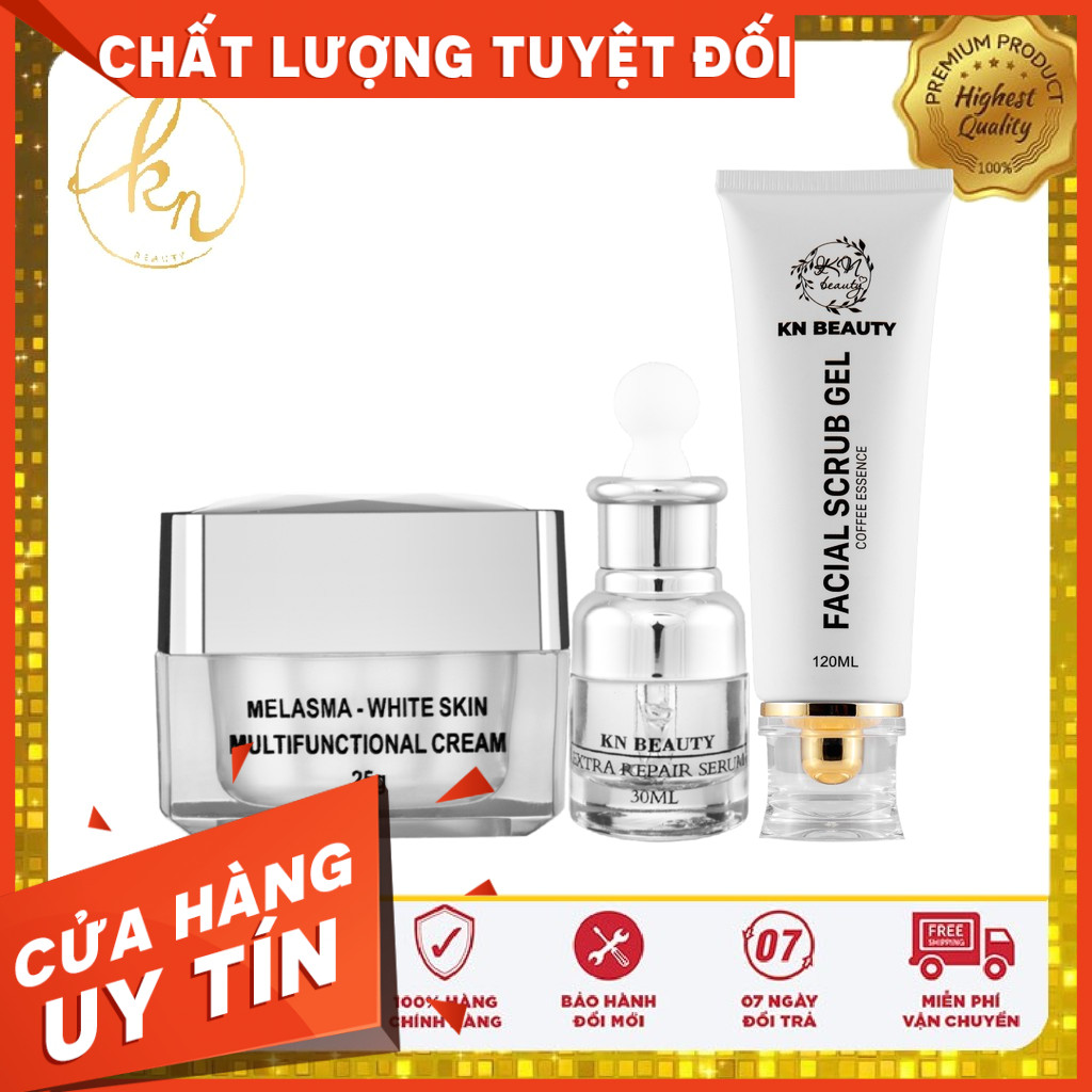 [🎁QUÀ TẶNG CAO CẤP] Bộ 3 Trắng Da Ngừa Nám KN Beauty: Kem dưỡng +Serum+ Tẩy tế bào chết