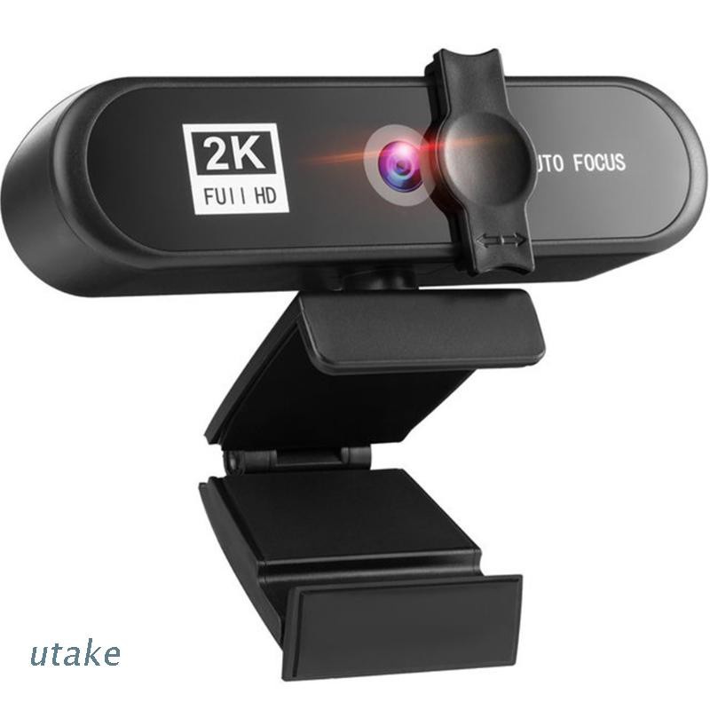 Utake 2K Webcam Full 1080P Web Camera Auto Focus Lens With Microphone Privacy Cover