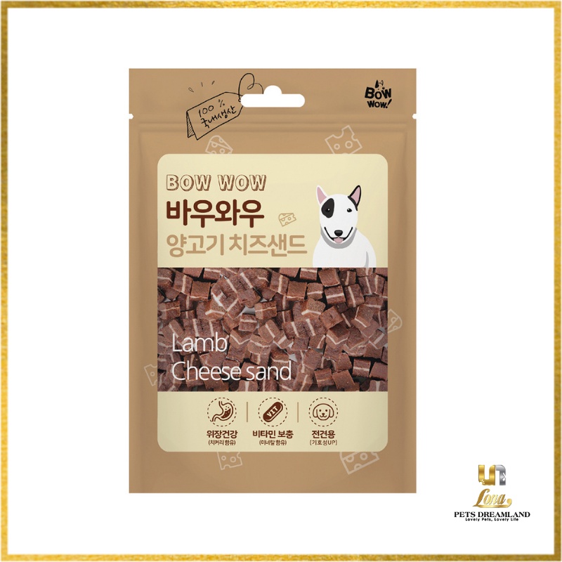 Bánh Thưởng Phô Mai Thịt Cừu Bow Wow Thức Ăn Hạt Cho Thú Cưng Chó Mèo Lamd Cheese Sand 100g Lona Pets