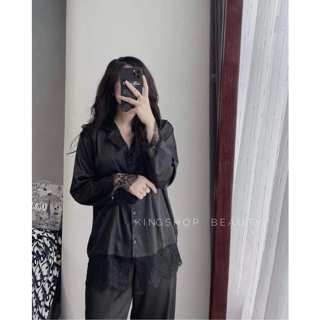 Bộ pijama lụa pha ren cao cấp hàng QC | BigBuy360 - bigbuy360.vn