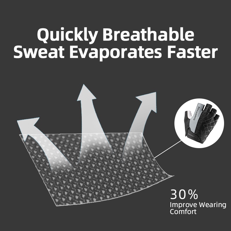 Rockbros Găng Tay Hở Ngón Chống Trượt Thoáng Khí Chuyên Dụng Đi Xe Đạp Địa Hình